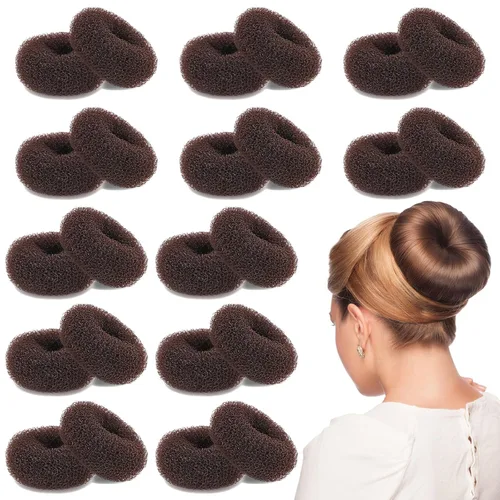 Miniatura 10 de HOFASON Accesorios para hacer bollos – 12 piezas de donas de anillo pequeño para estilo de moño de ballet, moldeadores de calcetines para niños