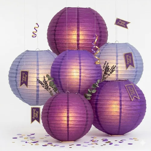 Miniatura 3 de Andaz Press - Juego de farol de papel para colgar, 1 Lavanda Ciruela Royal Purple