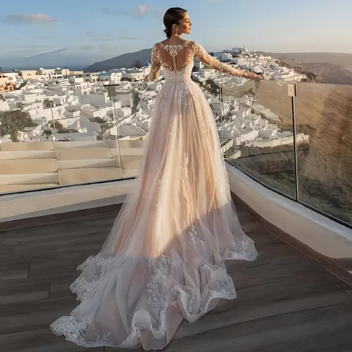 Miniatura 56 de Vestido de novia formal sin tirantes con encaje, largo de sirena para mujer 2019 WD162