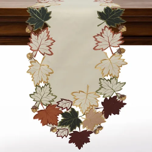 Miniatura 11 de DECOZEN Camino de Mesa Navideño Dorado con Ciruela – Bufanda Decorativa Bordada para Comedor y Tocador para Mesas Navideñas, Bodas y Fiestas – 14 x