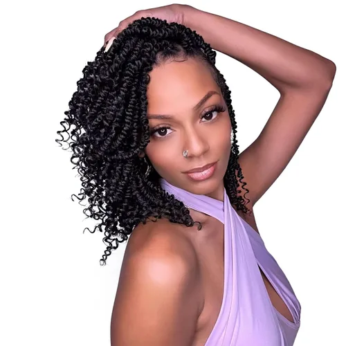 Miniatura 11 de Cabello de ganchillo Passion Twist, cabello Passion Twist pretrenzado, cabello Passion Twist de 10 pulgadas, trenzas de ganchillo cortas Passion