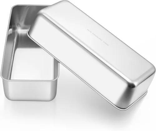 Miniatura 17 de E-far Molde para hornear pan, moldes de acero inoxidable de 9 x 5 pulgadas, utensilios de metal para hornear pan, pastel de carne, torta, brownies