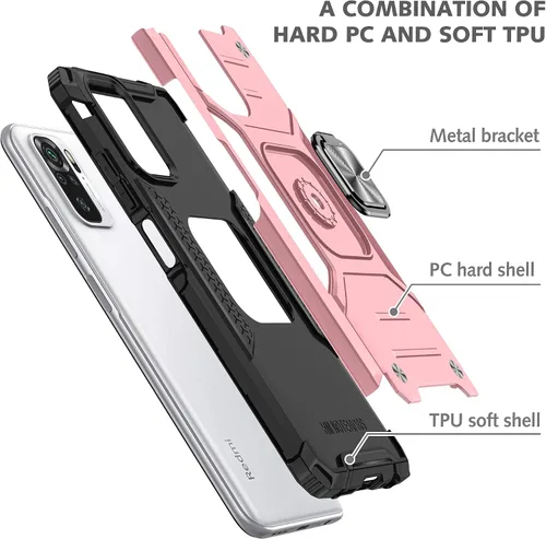 Miniatura 8 de Asuwish Funda de teléfono para Xiaomi Redmi Note 10/10S 4G con protector de pantalla de vidrio templado y soporte de anillo delgado híbrido Oro