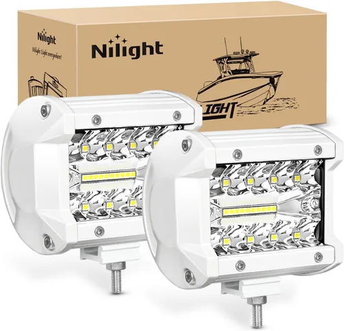 Nilight - Luces LED marinas combinadas de punto de inundación de 4 pulgadas, 2 unidades, luces de navegación, iluminación de cubierta de pontón para