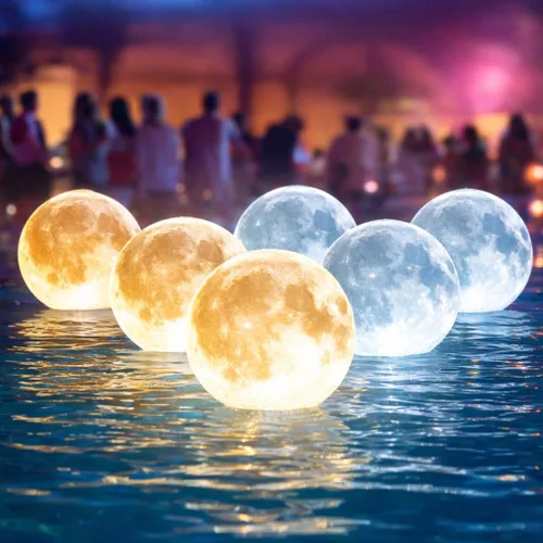 Miniatura 12 de TIALLY Luces Flotantes de Piscina Luna Llena - Luces de Piscina de 14" que Flotan con Energía Solar, Bolas de Luz LED Inflables Impermeables