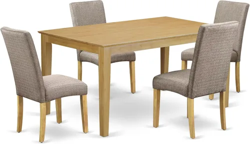 Miniatura 17 de East West Furniture CADR5-CAP-03 - Juego de mesa de comedor moderno de 5 piezas, incluye una mesa rectangular de madera y 4 sillas Parson tapizadas