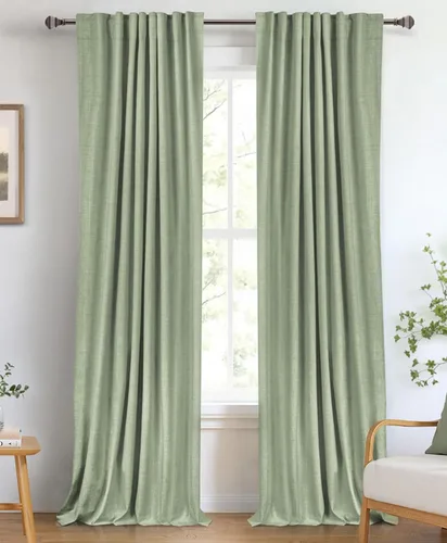 Miniatura 19 de 100% Blackout Shield - 2 cortinas opacas de lino, con presillas traseras/bolsillo para cortinero y aislamiento térmico, para el hogar, 50 pulgadas