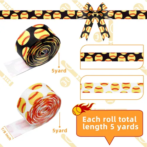 Miniatura 2 de 2 rollos de cinta de baloncesto de 10 yardas de 7/8 pulgadas de ancho para manualidades, baloncesto, softbol, grogrén para arcos de alegría