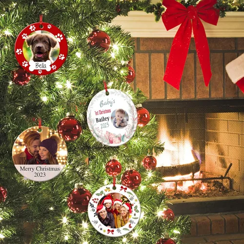 Miniatura 5 de Adornos de Navidad personalizados para la familia 2023, personaliza tus propios adornos de apellido para Navidad, decoración de árbol colgante