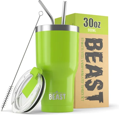 Miniatura 28 de Beast Vaso Térmico de 30 oz de Acero Inoxidable con Aislamiento al Vacío para Café y Hielo de Doble Pared Termo de Viaje (Rojo Arándano)