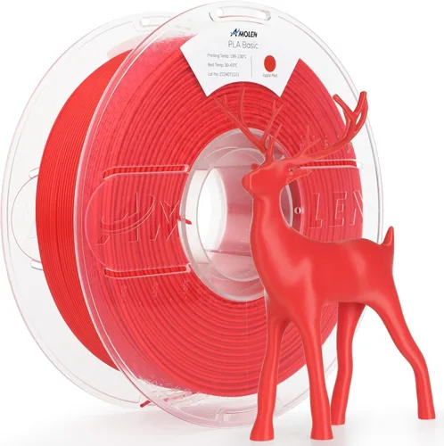 AMOLEN Filamento para impresora 3D PLA, Filamento PLA de 1.75 mm de velocidad alta verdadera 600 mm/s rojo manzana PLA, 1 kg/2.2 lb, precisión