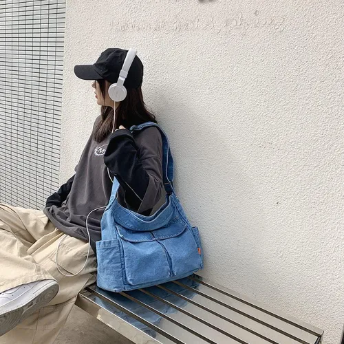 Miniatura 4 de Yohora Bolso de hombro de mezclilla, estilo casual, ligero, retro, de viaje, bolso cruzado para adolescentes, niñas y mujeres