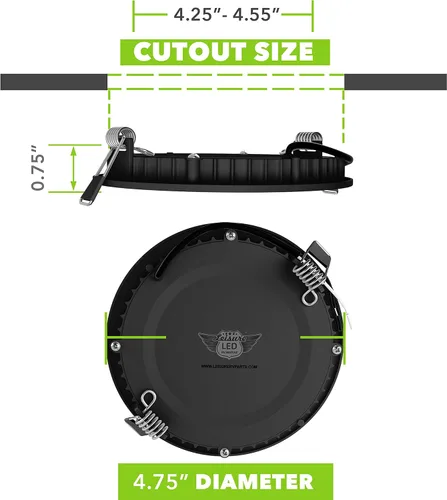 Miniatura 5 de Paquete de 5 luces de techo empotrables para barco RV de 480 lúmenes, luz LED súper delgada, panel de luz DC 12 V 4.75 pulgadas, 6 W, Downlights