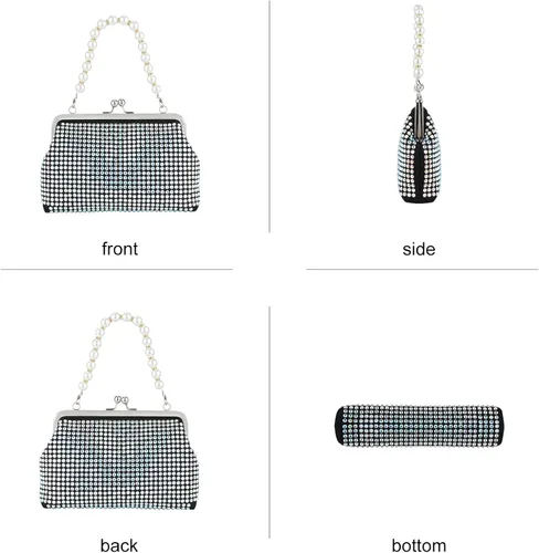 Miniatura 4 de Evevictor Bling Clutch Purse for Women, Rhinestone Crossbody Handbag, Shiny Evening Bags, Fashion Money Handbag