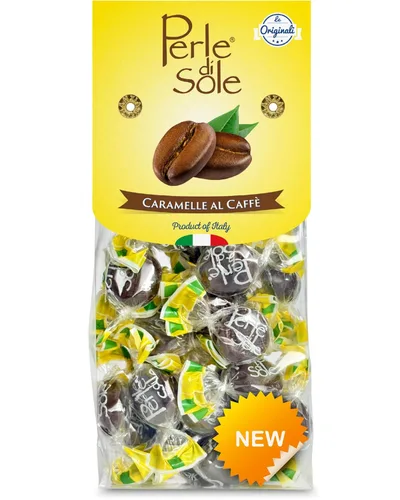 Perle di Sole Caramelos duros de café italiano - Caramelos duros de café envueltos individualmente - Caramelos duros gourmet hechos en Italia -