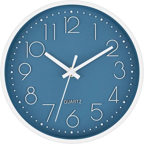Miniatura 19 de Foxtop Reloj de pared negro de 12 pulgadas, silencioso, sin tictac, de cuarzo, funciona con pilas, reloj redondo fácil de leer para oficina, aula