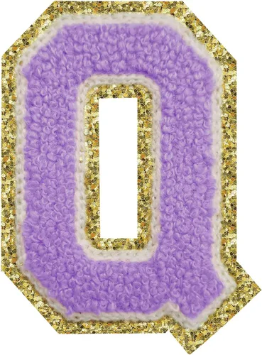 Miniatura 133 de Parches de letras termo-adhesivas de felpilla para chaquetas, parches de letras universitarias con brillantina para planchar en la letra azul A