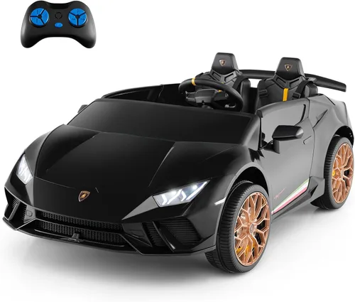 Costzon Lamborghini con licencia. Auto de batería de 24V y 4WD de 2 plazas para niños con control remoto, vehículos eléctricos con luces LED y