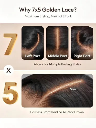 Miniatura 6 de UNICE Peluca de Cabello Humano Black Cherry Loose Wave Bye Bye Knots con Encaje Frontal de 7x5 con Cordón, con Flequillo Enmarcador del Rostro, Pre