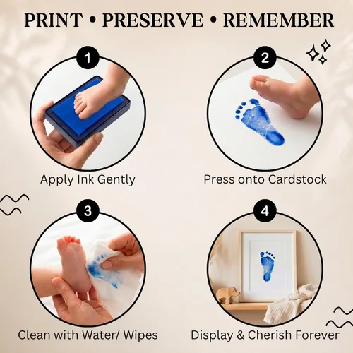 Miniatura 3 de ReignDrop Almohadilla de tinta para huella de bebé y huella de mano - Crea sellos de recuerdo impresionantes y duraderos para bebés y niños. A Azul