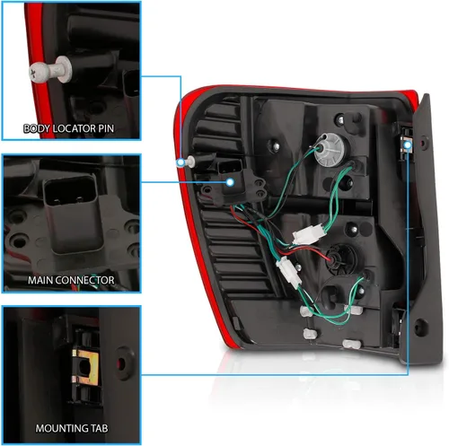 Miniatura 6 de AmeriLite Luces traseras LED rojas/transparentes de repuesto para Jeep Grand Cherokee 1999-2004 - Lado del conductor y del pasajero Rojo