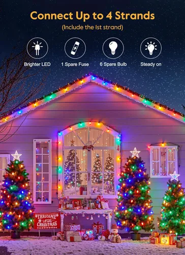 Miniatura 2 de Luces LED vintage C9 de Navidad para exteriores, cadena de luces C9 de 150 pies con 150 bombillas C9 inastillables, impermeables, conectables, luces