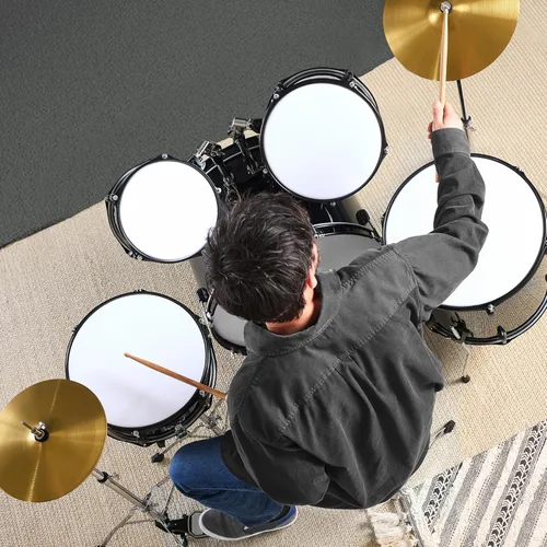 Miniatura 8 de Best Choice Products Juego completo de batería para adultos de 5 piezas con soportes de platillo, taburete, pedal de tambor, palos, piso Tom - negro