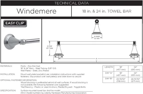 Miniatura 2 de Toallero de 18 pulgadas Delta Faucet Windemere, 79624-SS