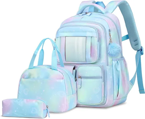 Miniatura 9 de Tanou Mochila con lonchera para niñas, juego de mochila escolar kawaii para niños de escuela primaria, bolsa estética para computadora portátil