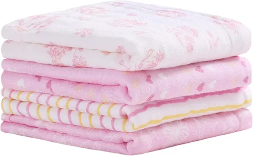 Viviland Paños de muselina para bebé, paños superabsorbentes para bebé niña y niño, 10 x 20 pulgadas, toallas de baño de 6 capas para bebé, flores