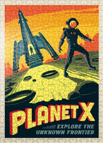 Miniatura 8 de MyPuzzle Planet X, póster vintage, rompecabezas prémium de 100 piezas para adultos