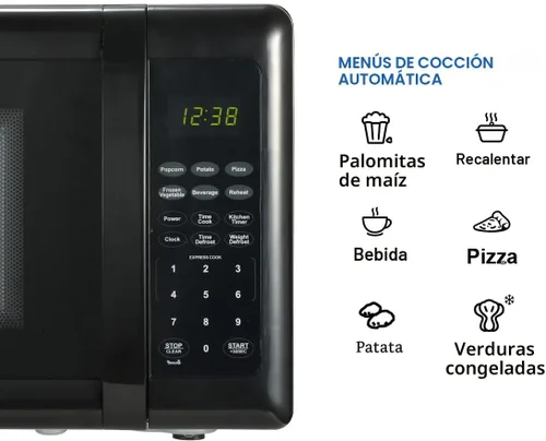Miniatura 6 de Emerson MW7302B - Horno microondas compacto para encimera con control táctil, pantalla LED, 700 W, 10 niveles de potencia, 6 menús automáticos