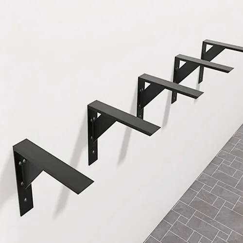 Miniatura 7 de Soportes de estante resistentes, paquete de 2 soportes de estante de 12 x 10 x 2.5 pulgadas, acero negro de 3/8 pulgadas de grosor, soporte en L