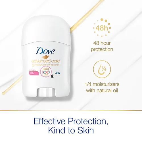 Miniatura 7 de Dove Advanced Care Desodorante, tamaño viaje, acabado transparente, paquete de 6 – Mini desodorante en barra, 0.5 onzas Ea