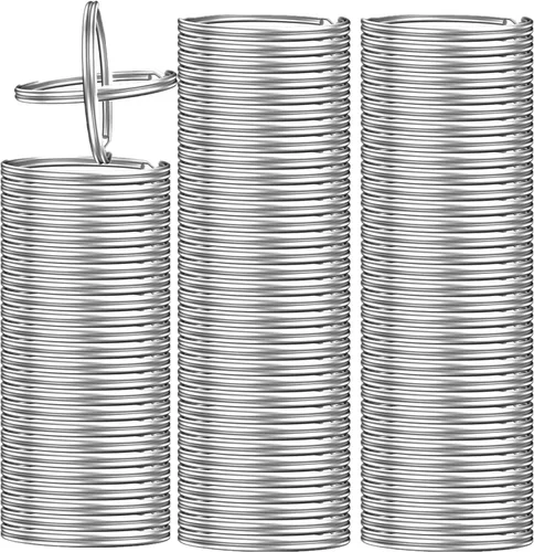 Miniatura 9 de 200 piezas de llaveros, anillos divididos a granel para llavero y manualidades (bronce)