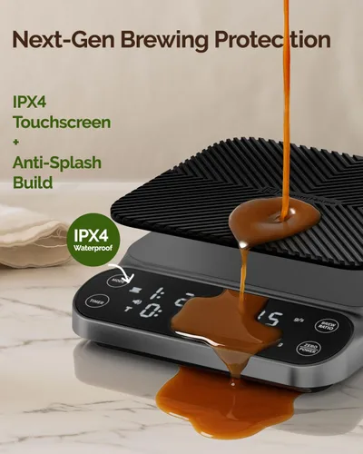 Miniatura 6 de Báscula de café Maestri House S3 con temporizador, báscula digital recargable de 3 kg/0,1 g, 3 modos de preparación, proporciones ajustables y Gris
