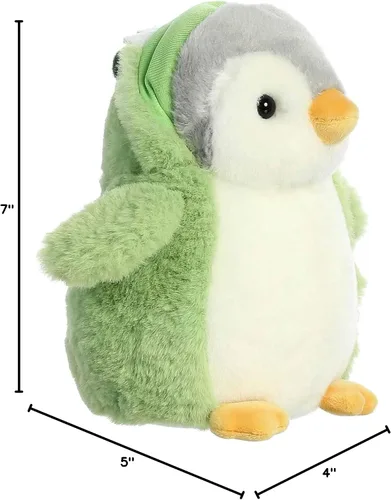 Miniatura 6 de Aurora® Pingüino de pompón juguetón™ Dino de peluche - Compañeros vibrantes para abrazos cálidos - Perfecto para adultos, niños y cumpleaños - Verde