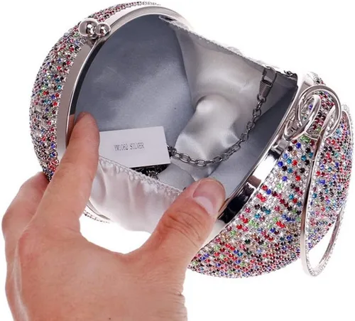 Miniatura 5 de Bolso de mano con forma de bola, bolso de fiesta, bolso de noche con mango de anillo de diamantes