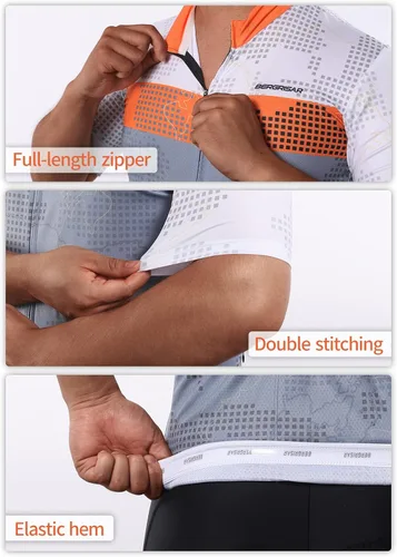 Miniatura 3 de BERGRISAR Camisetas de ciclismo para hombre, manga corta, ropa de ciclismo con bolsillos reflectantes