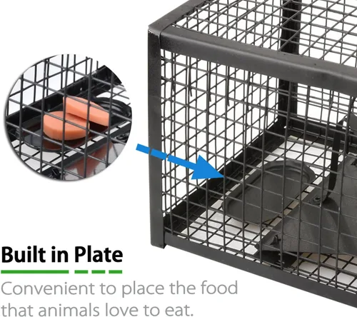 Miniatura 3 de 2-Pack de trampas para ratas, trampas para ratones, trampas para ardillas y topos, jaula humanitaria para interiores y exteriores (negro)