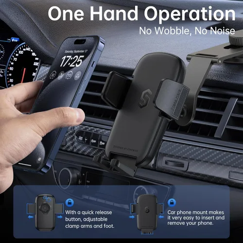 Miniatura 6 de SYNCWIRE Soporte de teléfono para coche para tablero universal [súper estable] Soporte de teléfono para coche con brazo plegable de aleación