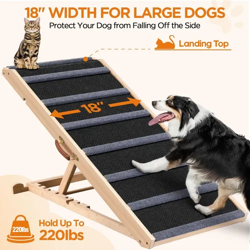 Miniatura 3 de Dog Ramp for Bed - Extra Large, 18'' Wide, Gentle Slope Folding Pet Ramps for Small Large Senior Dogs to Get on High Couches & Cars, Non-Slip Rubber
