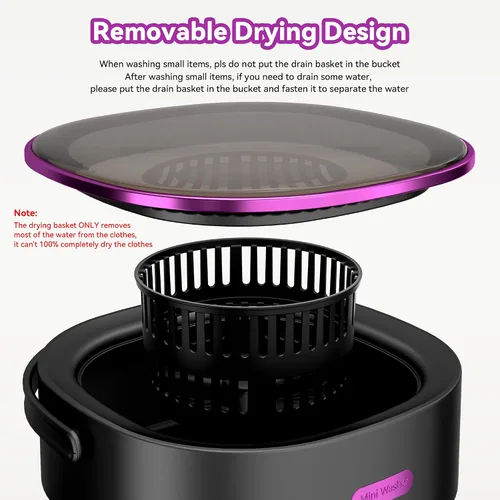 Miniatura 5 de Lavadora portátil, mini lavadora plegable de 20 litros y secadora de centrifugador, 3 modos de limpieza, pequeña y compacta máquina de lavandería