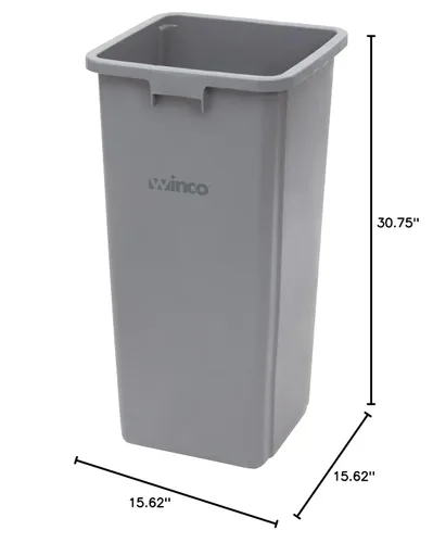 Miniatura 5 de Winco Papelera de plástico comercial cuadrada, 23 galones, color beige