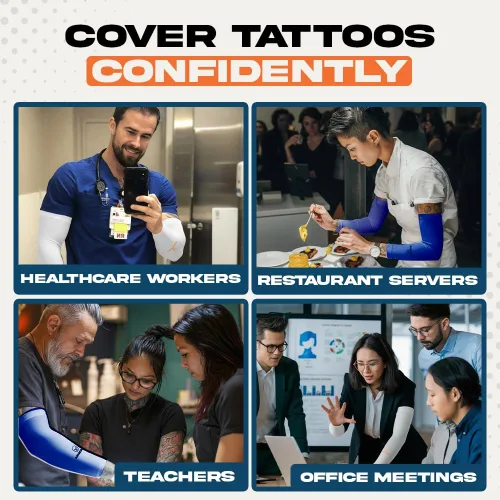 Miniatura 4 de ARMORAY - Mangas de brazo para hombres o mujeres; para cubrir tatuajes; de enfriamiento, para practicar deportes, básquetbol, golf, fútbol
