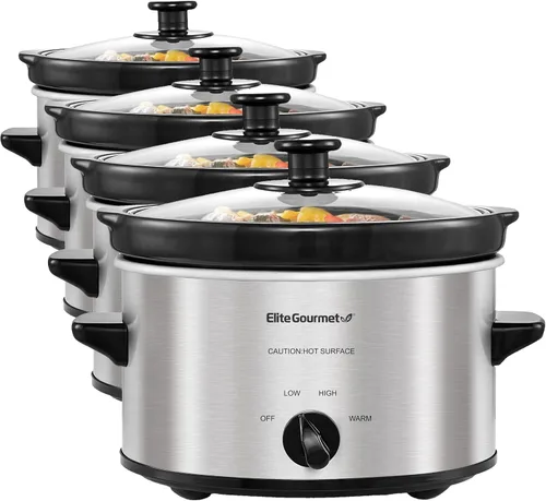 Miniatura 13 de Elite Gourmet MST-275XS - Olla eléctrica de cocción lenta ovalada, temperatura ajustable, para preparar entradas, salsas y guisos, con tapa de Acero