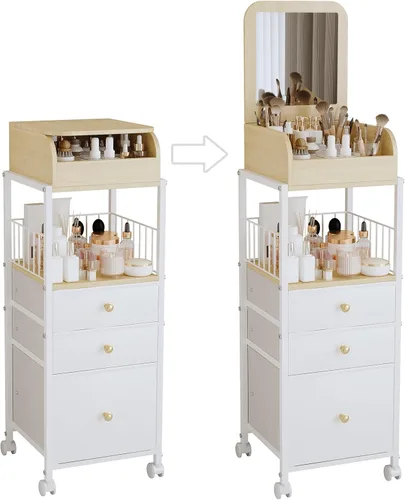 Miniatura 9 de Organizador de Carrito de Maquillaje con Espejo, Organizadores Grandes de Piso para el Cuidado de la Piel, Organizadores de Maquillaje - Organizador