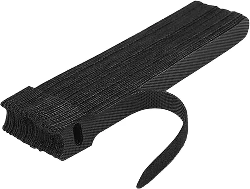 TENOC Correas de alambre reutilizables con gancho para organizar cables ajustables, color negro, 30 unidades, 6 pulgadas