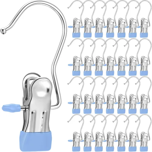 Miniatura 15 de 150 Piezas Ganchos Colgadores para Botas Clips Ganchos para Lavandería Colgadores de Acero Inoxidable Pinzas para Ropa Colgadores Portátiles