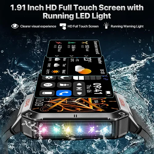 Miniatura 6 de Reloj inteligente militar para hombre, reloj inteligente de seguimiento de actividad física para Android/iPhone, pantalla HD de 1.91 pulgadas